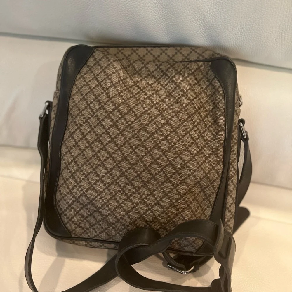 GUCCI Diamante 268159 Beige Black Dark Brown PVC & Leather Messenger Bag